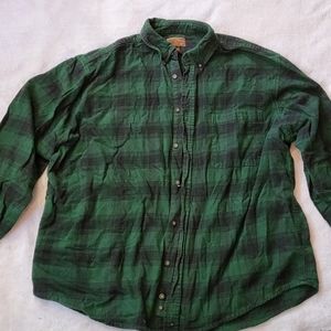 Green and black flannel button down